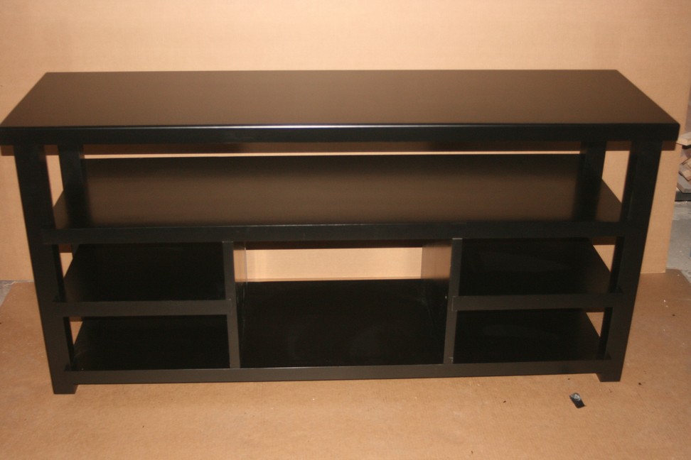 MAPLE Stereo Rack with Bottom Compartments and Black Satin Lacquer Finish
